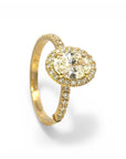Anillo Solitario Diamante Lab Oval Halo Oro 18K