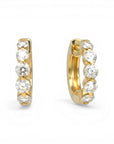 Aros argollas 15 mm cinco diamantes lab degrade Oro 10K