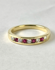 A pedido - Anillo Cintillo Rubís y Diamantes en Riel 0,03 ct