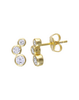 Aros Trio Circón Bisel Stud Dorados