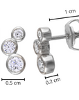 Aros Trio Circón Bisel Stud Plateados