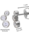 Aros Trio Circón Bisel Stud Dorados