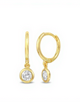 Aros argollas 12 mm circón colgante en bisel