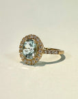 A pedido - Anillo Aguamarina Oval en Grifa 9 x 7 mm Halo