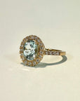 A pedido - Anillo Aguamarina Oval en Grifa 9 x 7 mm Halo