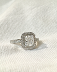 A pedido - Anillo Diamante Lab Cushion 1,5 Ct Halo brillantes