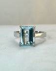 A pedido - Anillo Aguamarina Rectangular en Grifa 10 x 8 mm