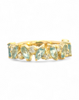 A pedido - Anillo Cintillo Aguamarinas Navette 0,04 ct y Brillantes 0,04 ct