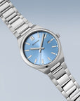 Reloj Bering Classic Hombre Plateado/Celeste