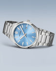 Reloj Bering Classic Hombre Plateado/Celeste