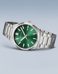 Reloj Bering Classic Hombre Plateado/Verde