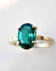 A pedido - Anillo Turmalina Verde Oval Grifa 10 x 7 mm