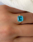 Anillo Solitario Topacio Swiss Blue Oro 18K