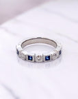 A pedido - Anillo Cintillo Zafiros Princess 0,03 ct y Brillantes en Bisel 0,02 ct
