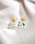 A pedido - Aros Stud Aguamarina 6mm Gold
