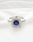 A pedido - Anillo Zafiro Cuadrado en Grifa Halo
