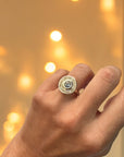 A pedido - Anillo Aguamarina Redonda en Bisel 5mm Halo