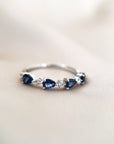 A pedido - Anillo Cintillo Zafiro gotas y brillantes