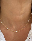 Collar Cadena con Perlas ovales en Plata