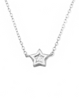Collar cadena con circón en bisel estrella 7mm Plata 925