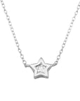 Collar cadena con circón en bisel estrella 7mm Plata 925
