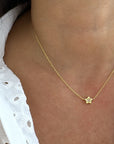 Collar cadena con circón en bisel estrella 7mm Plata 925