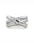 Anillo Cruzado Plateado Chunky