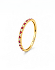 Anillo Cintillo Rubís y Diamantes Oro 18K