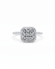Anillo Solitario Square Cluster diamantes 0,17 ct plata