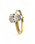 Anillo oro 18K solitario diamante laboratorio corte pera 1 ct