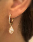 A pedido - Aros Argollas Diamantes y Perlas colgantes Gold