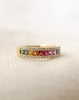 Anillo cintillo zafiros rainbow y diamantes