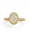 Anillo Solitario Diamante Lab Oval Halo Oro 18K