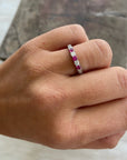 A pedido - Anillo Cintillo Rubís y Diamantes en Grifa