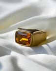 A pedido - Anillo Citrino Recto Bisel 15 mm argolla ancha.