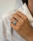 A pedido - Anillo Quintillo Zafiros Redondos en Bisel 0,10 ct Halo