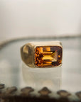 A pedido - Anillo Citrino Recto Bisel 15 mm argolla ancha.