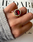 A pedido - Anillo Granate Redondo Grifa Halo