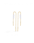 Aros colgantes Sophia Schneider Joyas de oro 18K con tres perlas naturales redondas en diseño de cadena fina