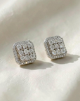 Aros stud cluster square diamantes 0,33 ct plata