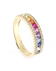 Anillo cintillo zafiros rainbow y diamantes