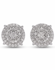 Aros stud cluster diamantes big 0,25 ct plata