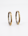 Aros argollas bicolor 18 mm rectas oro 14K