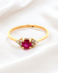A pedido - Anillo Rubí Redondo en Grifa 0,35 Ct y Diamantes