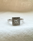 A pedido - Anillo Diamante Princess 0,10 ct en Grifa Halo y brillantes en argolla
