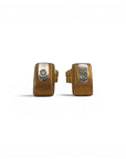 Aros stud diseño oro y brillantes oro 18K
