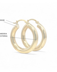 Aros argollas tubulares 2.4 mm oro 18K - 25 mm