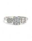 Anillo Tricillo Diamantes Flor en Oro Blanco 18K