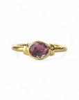 Anillo Solitario Turmalina Oval en bisel - Plata enchape oro 22K