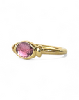 Anillo Solitario Turmalina Oval en bisel - Plata enchape oro 22K